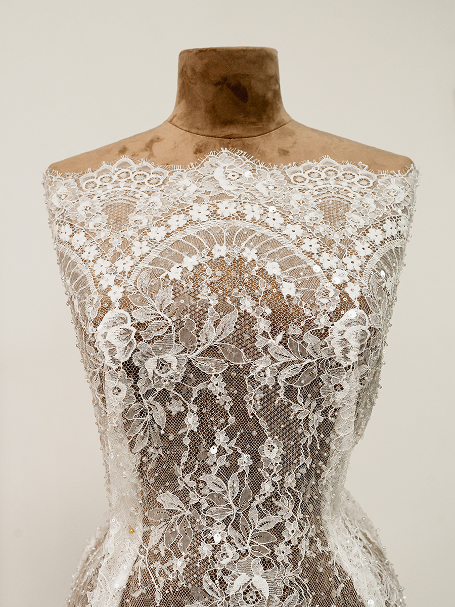 lace fabric wedding dresses manufacturer usa Ivory White Embroidery Lace Fabric, Floral Lace for Bridal Wedding Dress Gown, Leaves Rayon Tulle Flower Lace by the Yard
